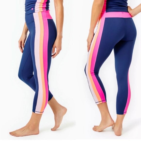 Lilly Pulitzer Luxletic Weekender High Rise Leggings UPF 50+ Navy Blue Size XS - Picture 1 of 12